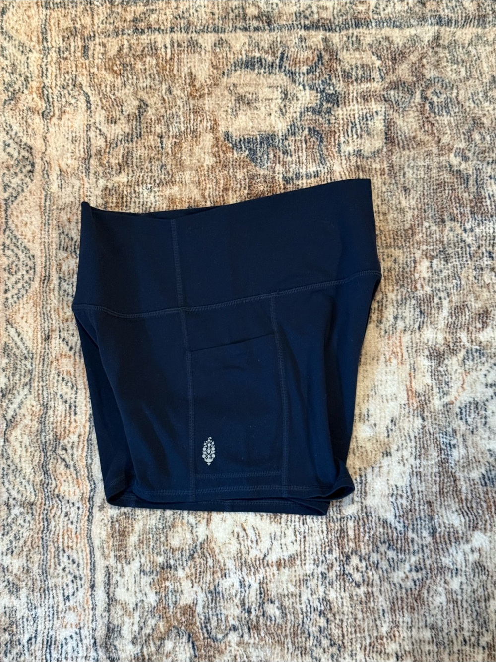 Free People Navy High-Waist Bike Shorts with Side Pockets - Picture 5 of 6
